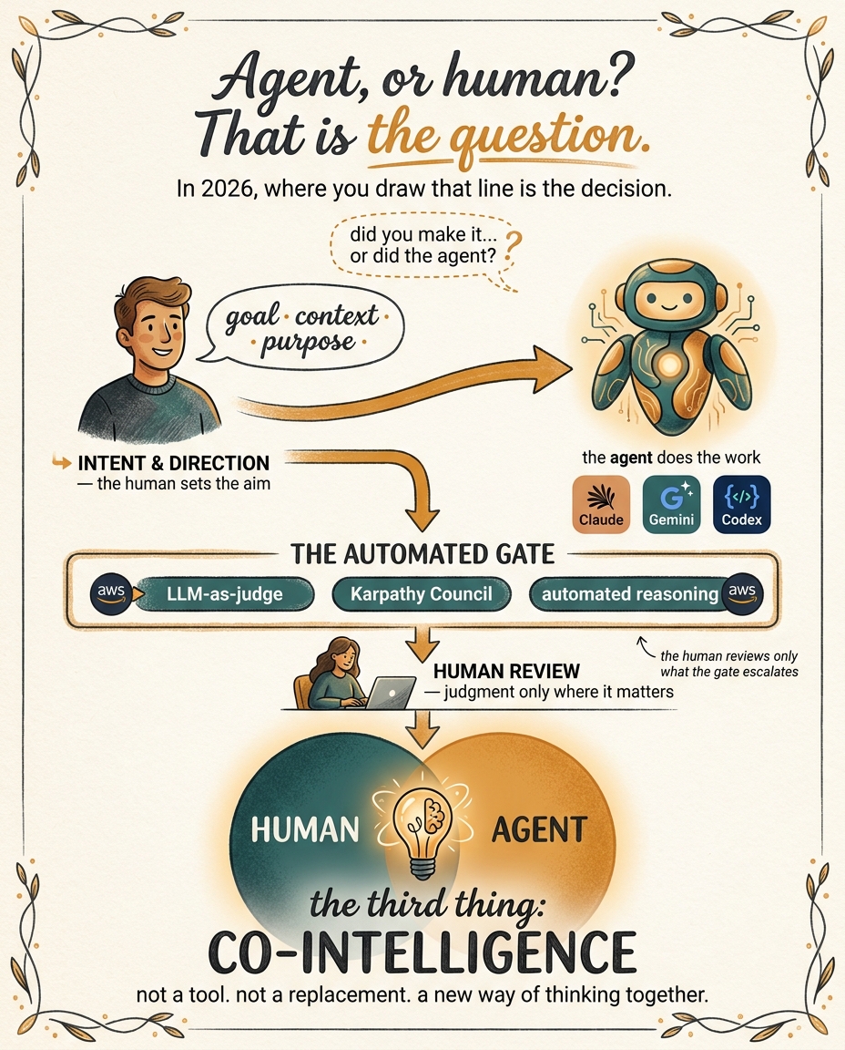 Agent, or human? That is the question. Co-intelligence infographic.